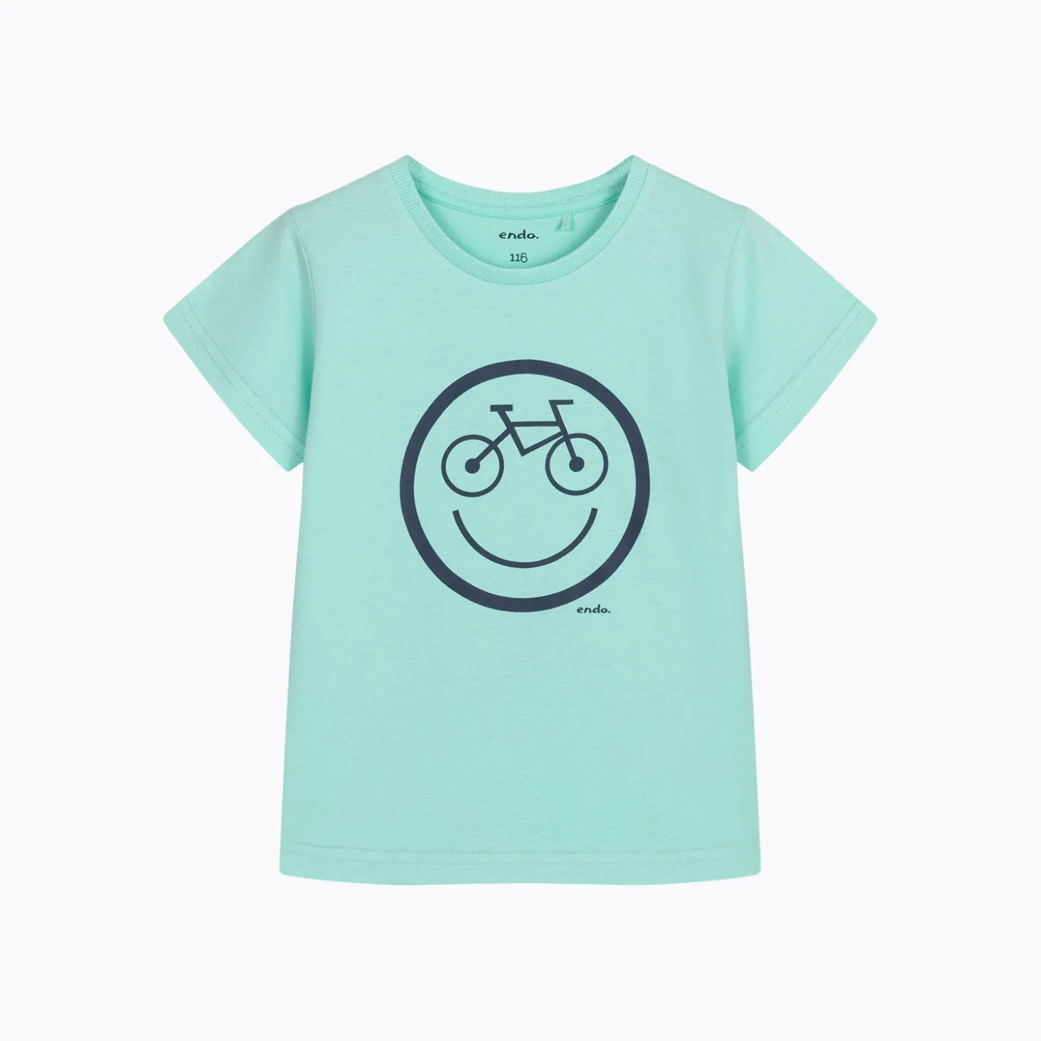 T-shirt dla chłopca 3-8 lat, turkusowy "rowerowy emotikon"