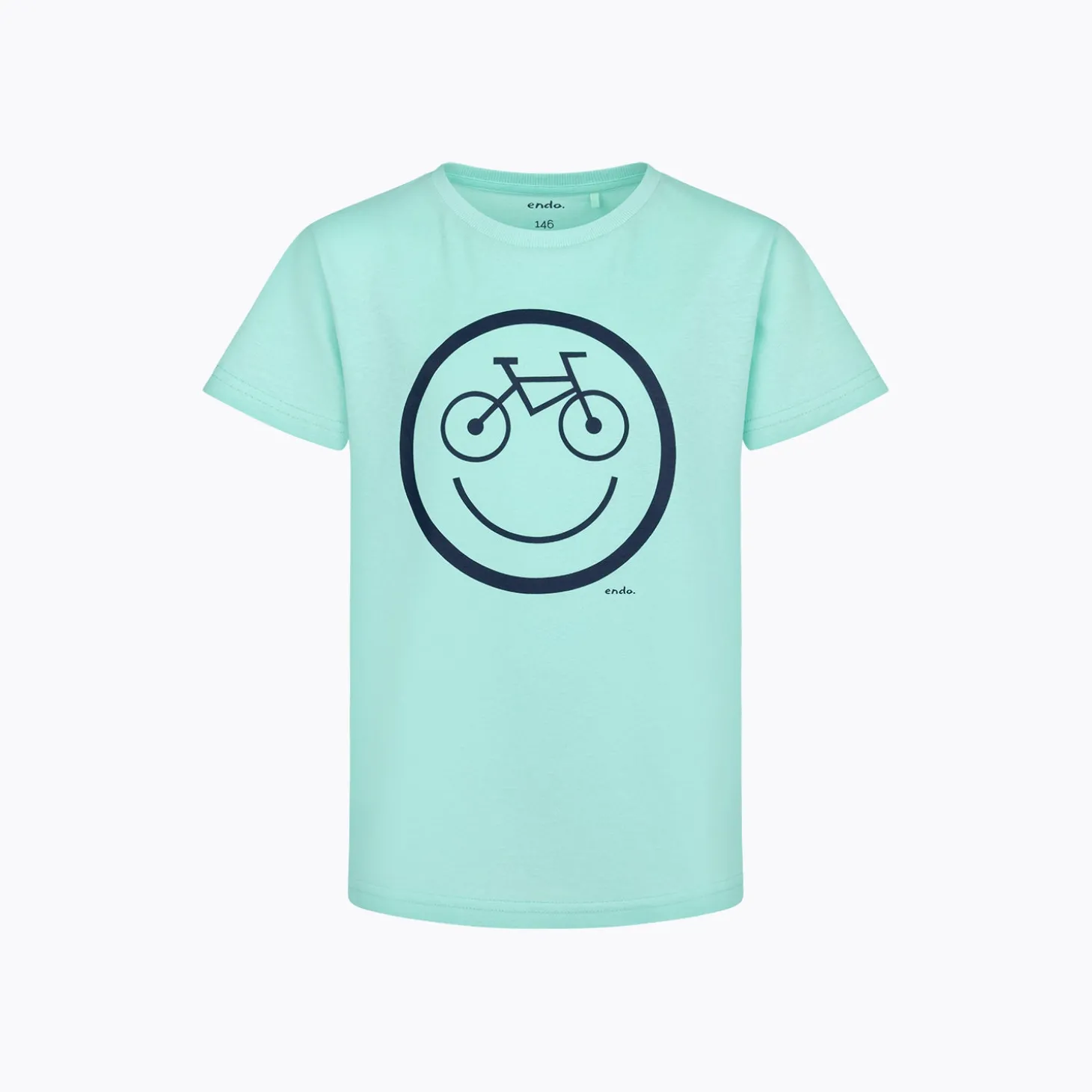 T-shirt dla chłopca 9-13 lat, turkusowy "rowerowy emotikon"