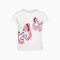 T-shirt dla dziewczynki 3-8 lat, biały "motyle"