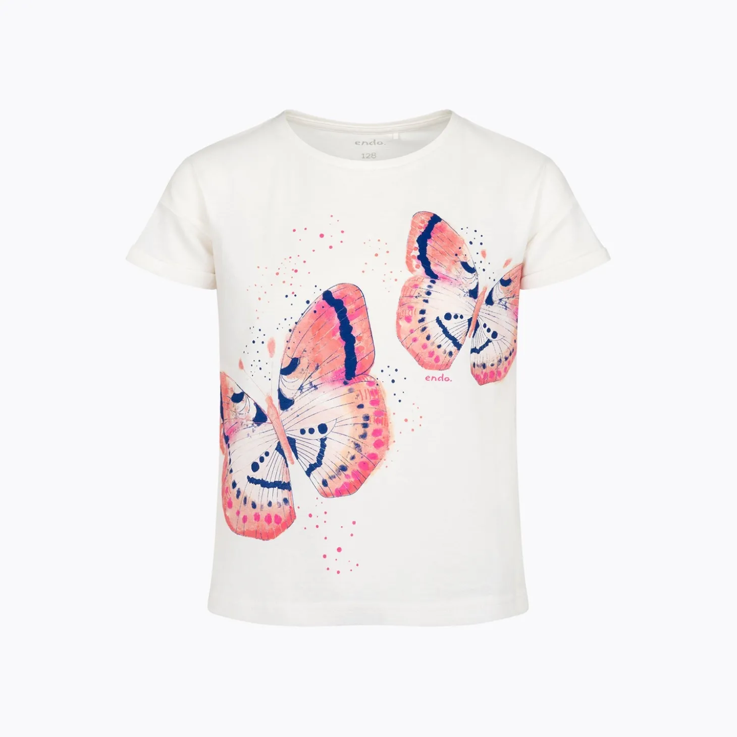 T-shirt dla dziewczynki 3-8 lat, biały "motyle"