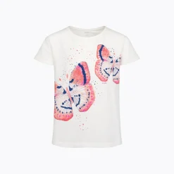 T-shirt dla dziewczynki 9-13 lat, biały "motyle"