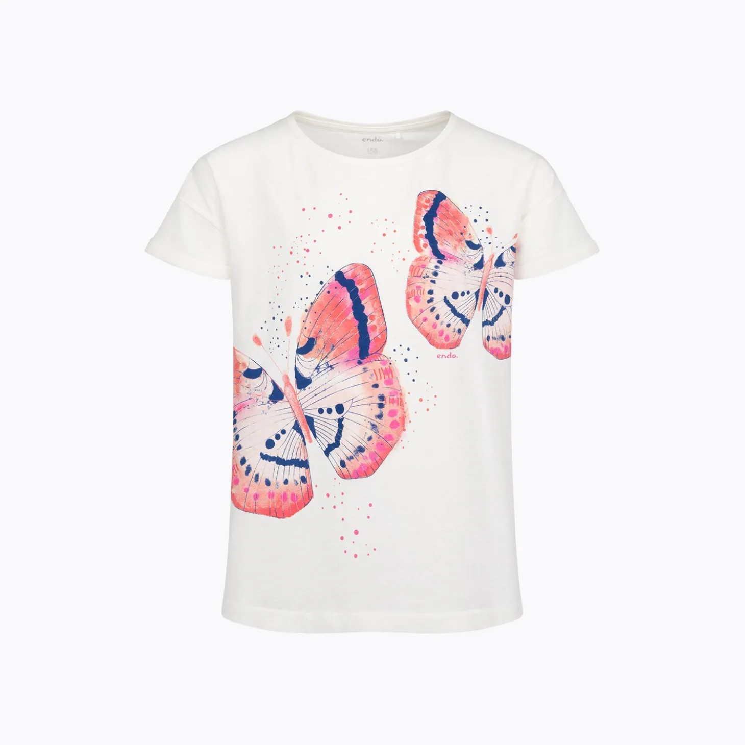 T-shirt dla dziewczynki 9-13 lat, biały "motyle"
