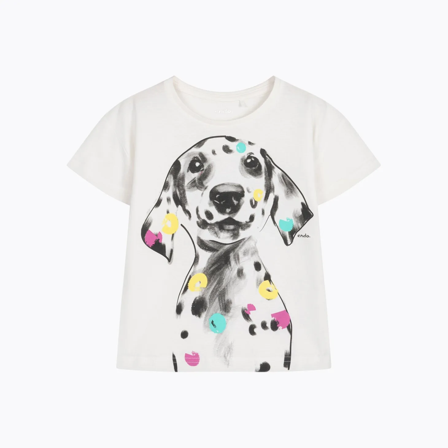 T-shirt dla dziewczynki 3-8 lat, biały "dalmatyńczyk"