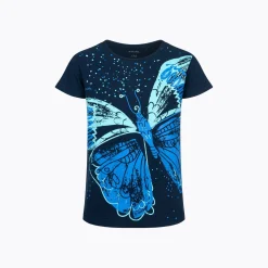 T-shirt dla dziewczynki 9-13 lat, granatowy "duży niebieski motyl"