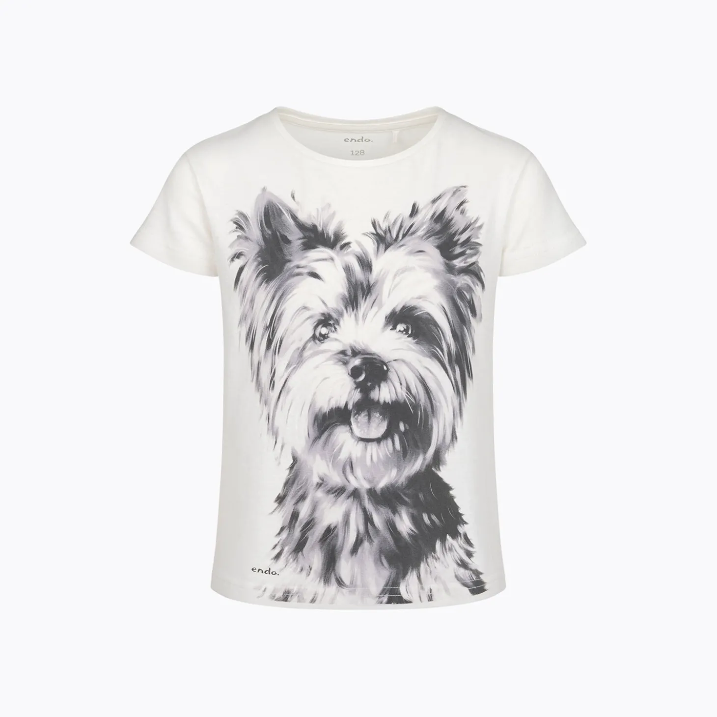 T-shirt dla dziewczynki 9-13 lat, jasnoszary "Yorkshire Terrier"