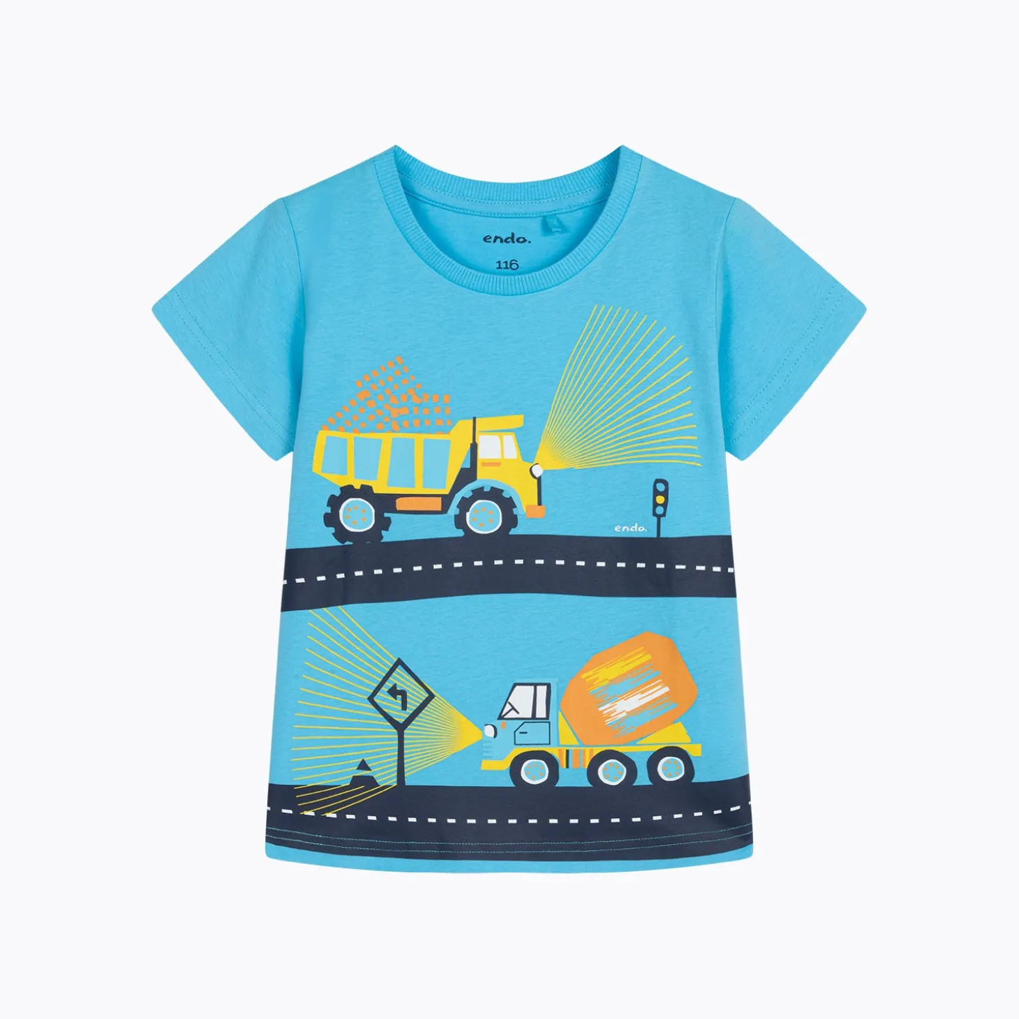 T-shirt z krótkim rękawem dla chłopca, z pojazdami, niebieski 2-7 lat