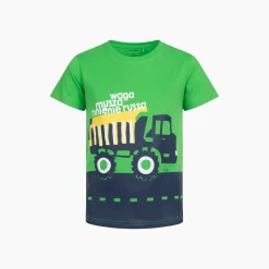 T-shirt z krótkim rękawem dla chłopca, z wywrotką, zielony 2-7 lat