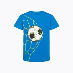 T-shirt z krótkim rękawem dla chłopca 5-8 lat, niebieski z piłką
