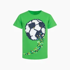 T-shirt z krótkim rękawem dla chłopca, z piłką, zielony 6-8 lat