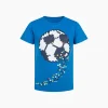 T-shirt z krótkim rękawem dla chłopca, z piłką, niebieski 6-8 lat