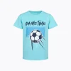 T-shirt z krótkim rękawem dla chłopca, z motywem piłkarskim, niebieski 6-8 lat