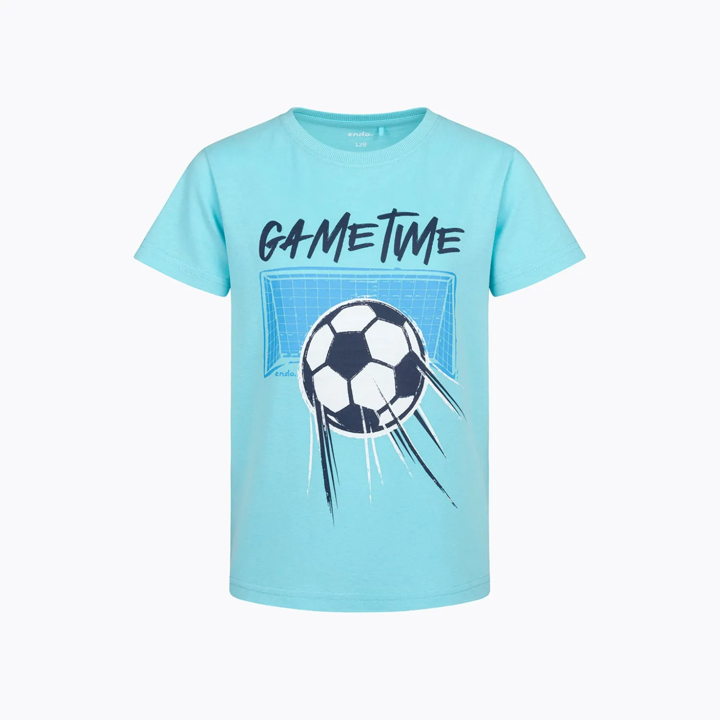 T-shirt z krótkim rękawem dla chłopca, z motywem piłkarskim, niebieski 6-8 lat