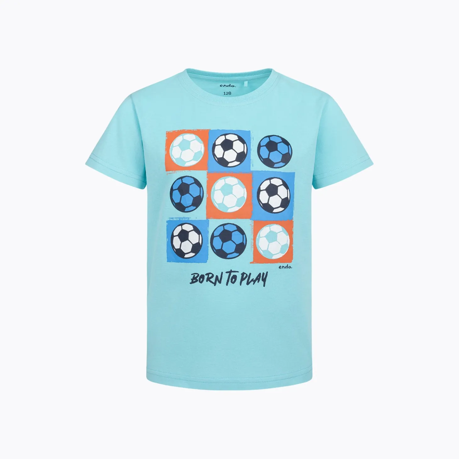T-shirt z krótkim rękawem dla chłopca, z motywem piłkarskim, niebieski 5-8 lat