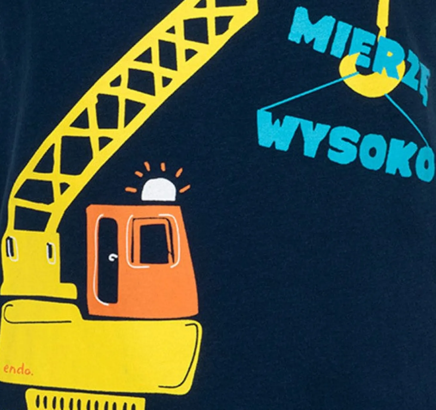 T-shirt z krótkim rękawem dla chłopca, z koparką, granatowy 2-7 lat