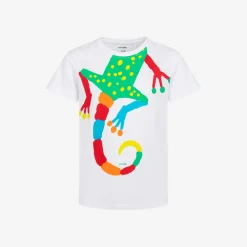 T-shirt z krótkim rękawem dla chłopca, z gekonem, biały 3-8 lat