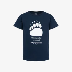 T-shirt z krótkim rękawem dla chłopca, z łapą niedźwiedzia, granatowy 3-8 lat