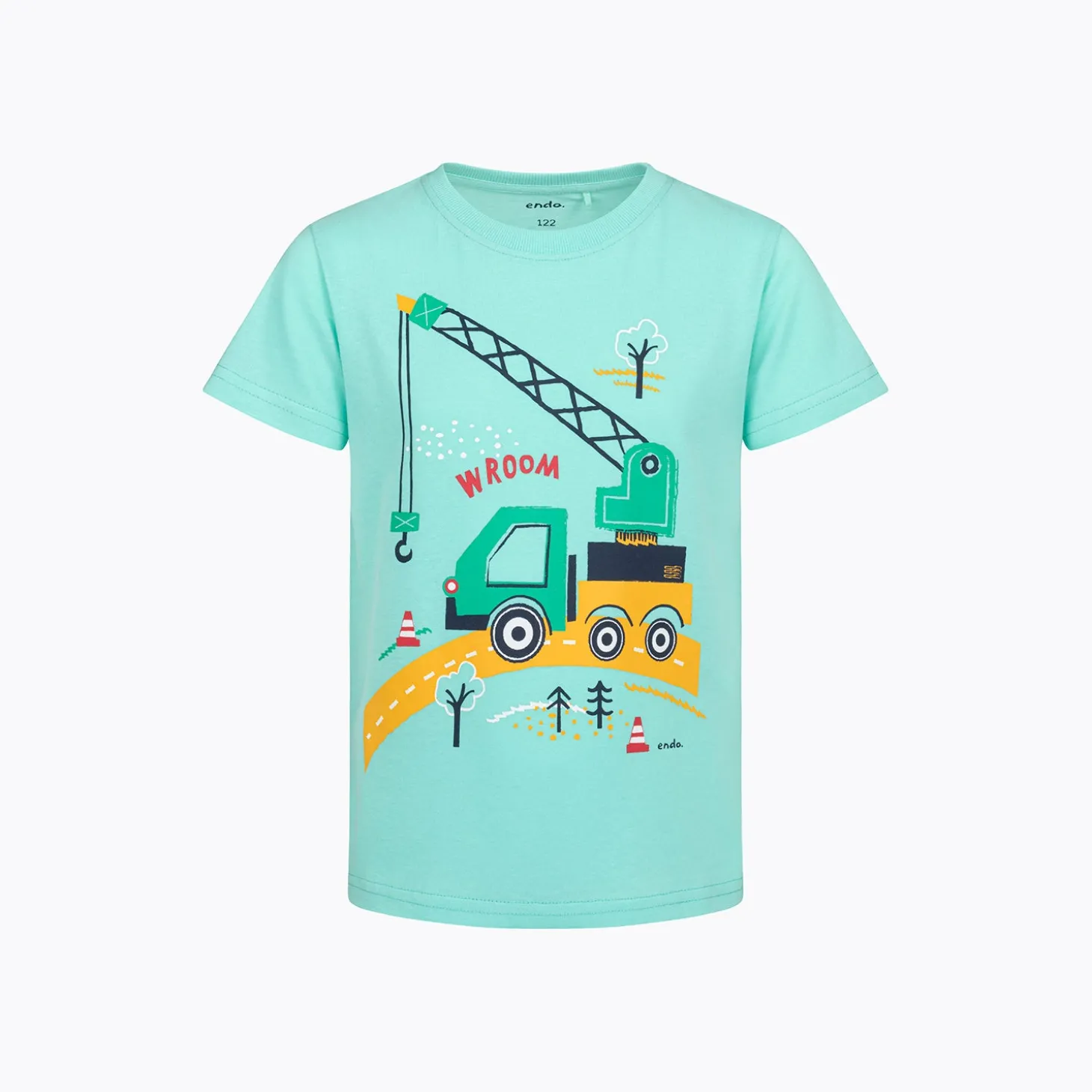 T-shirt z krótkim rękawem dla chłopca, z dźwigiem, zielony 3-8 lat