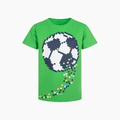 T-shirt z krótkim rękawem dla chłopca, z piłką, zielony 9-13 lat