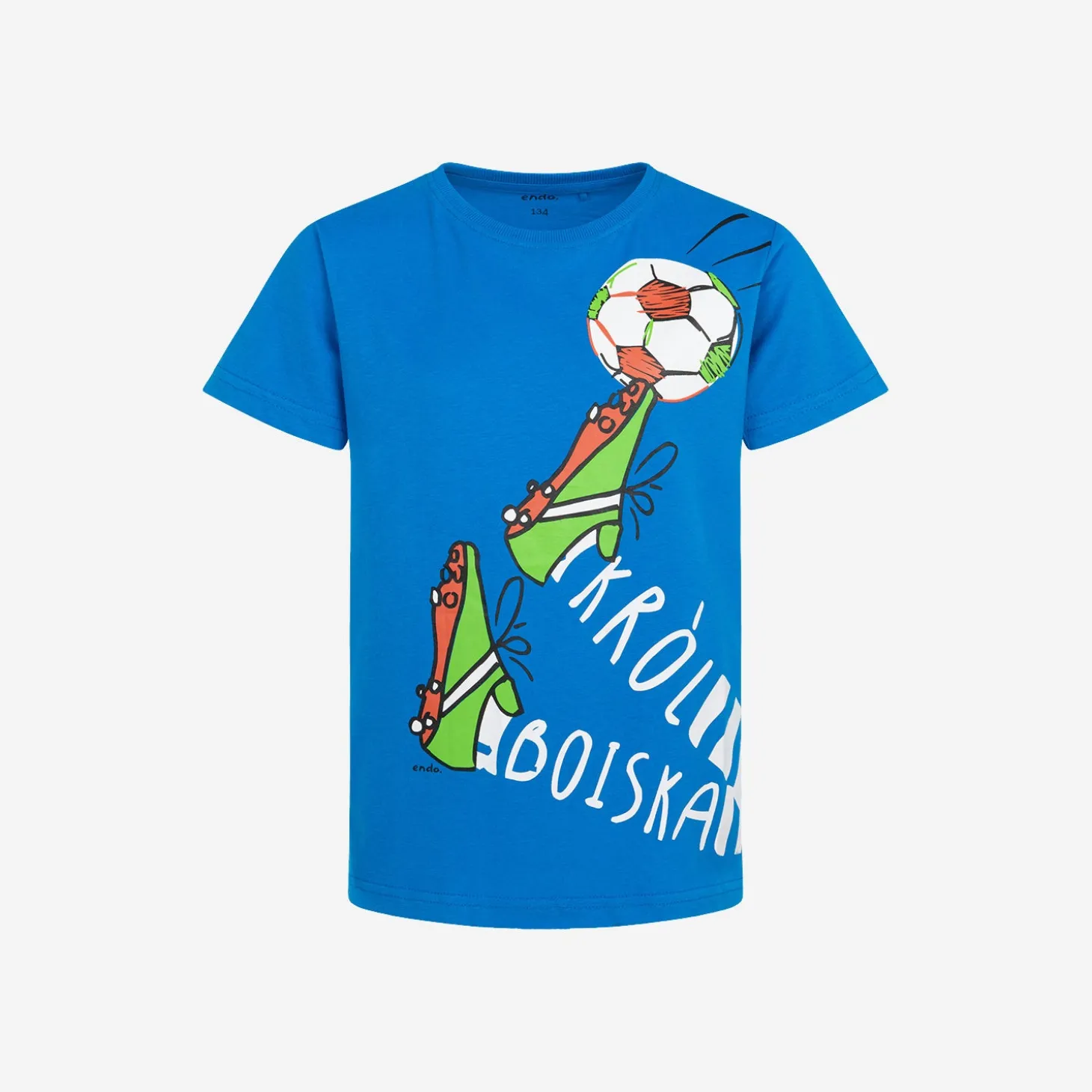 T-shirt z krótkim rękawem dla chłopca, z motywem piłkarskim, niebieski 9-13 lat