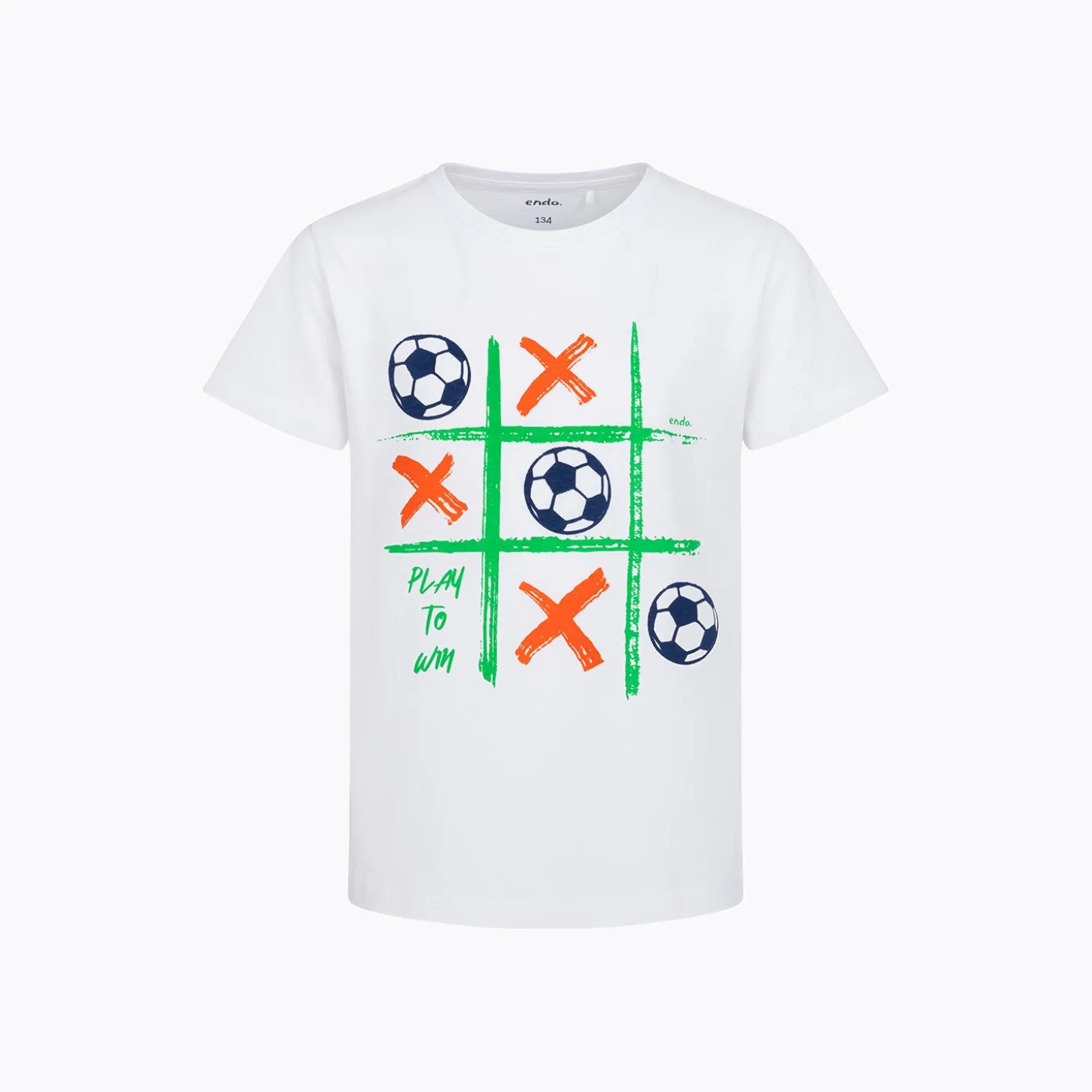 T-shirt z krótkim rękawem dla chłopca, z motywem piłkarskim, biały 9-13 lat