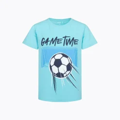 T-shirt z krótkim rękawem dla chłopca, z motywem piłkarskim, niebieski 9-13 lat