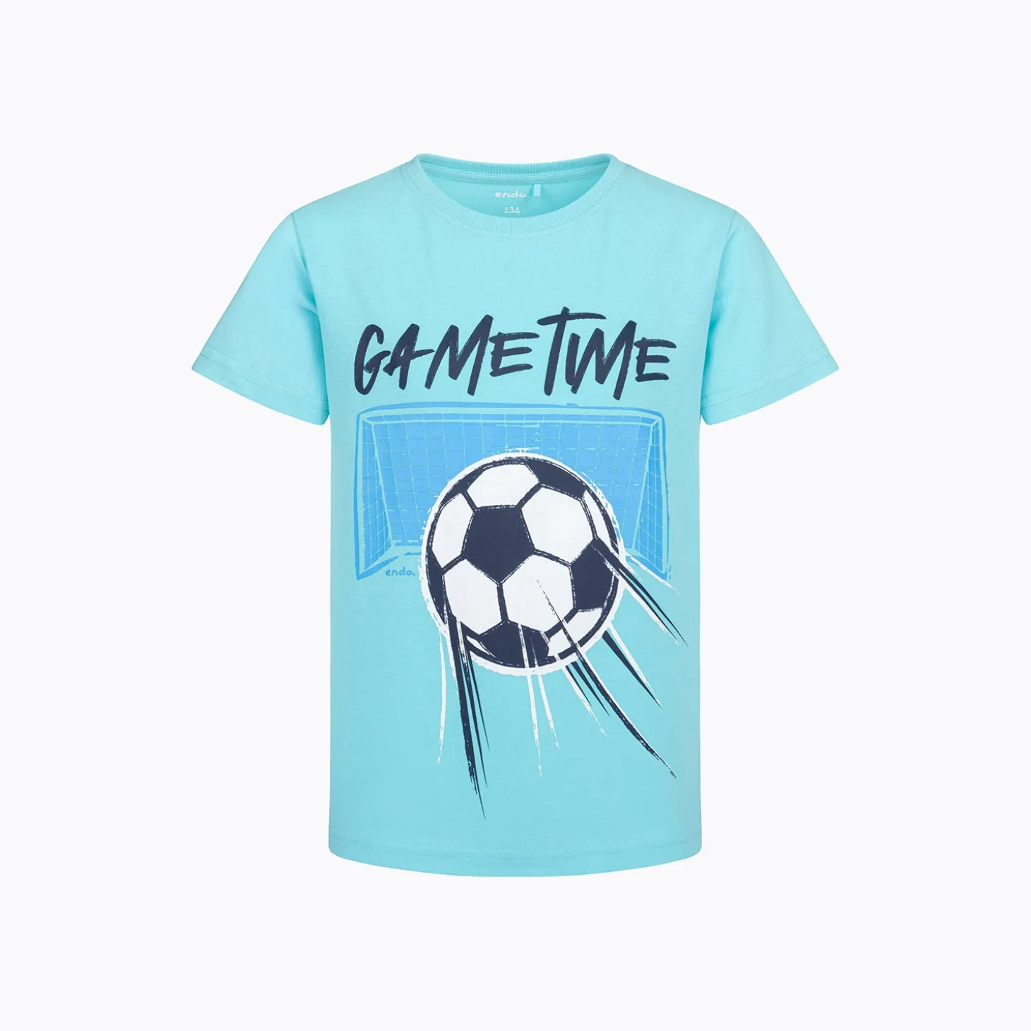 T-shirt z krótkim rękawem dla chłopca, z motywem piłkarskim, niebieski 9-13 lat