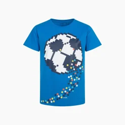 T-shirt z krótkim rękawem dla chłopca, z piłką, niebieski 9-13 lat