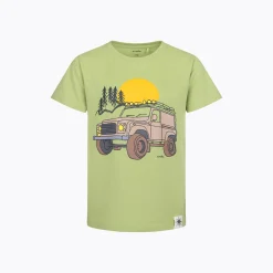 T-shirt z krótkim rękawem dla chłopca, z autem terenowym, zielony 9-13 lat