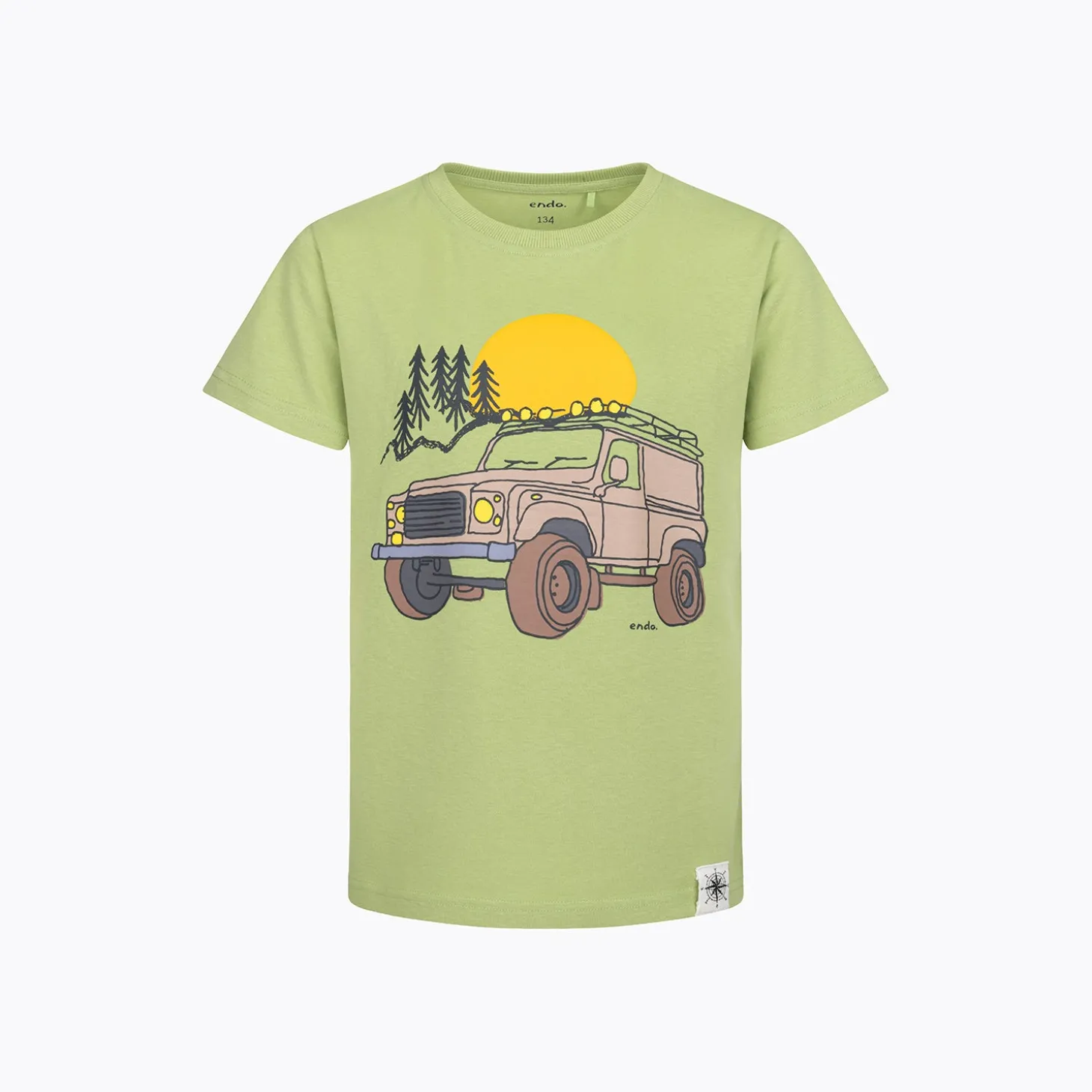 T-shirt z krótkim rękawem dla chłopca, z autem terenowym, zielony 9-13 lat