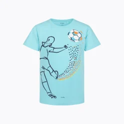T-shirt z krótkim rękawem dla chłopca 9-13 lat, jasnoniebieski z piłką