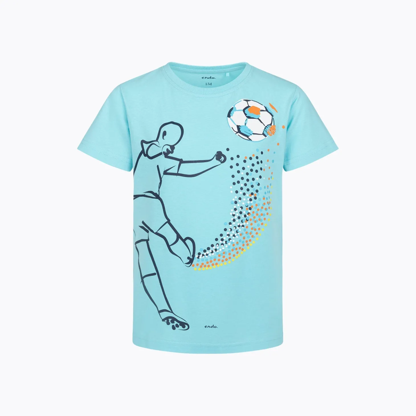 T-shirt z krótkim rękawem dla chłopca 9-13 lat, jasnoniebieski z piłką