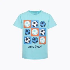 T-shirt z krótkim rękawem dla chłopca, z motywem piłkarskim, niebieski 9-13 lat