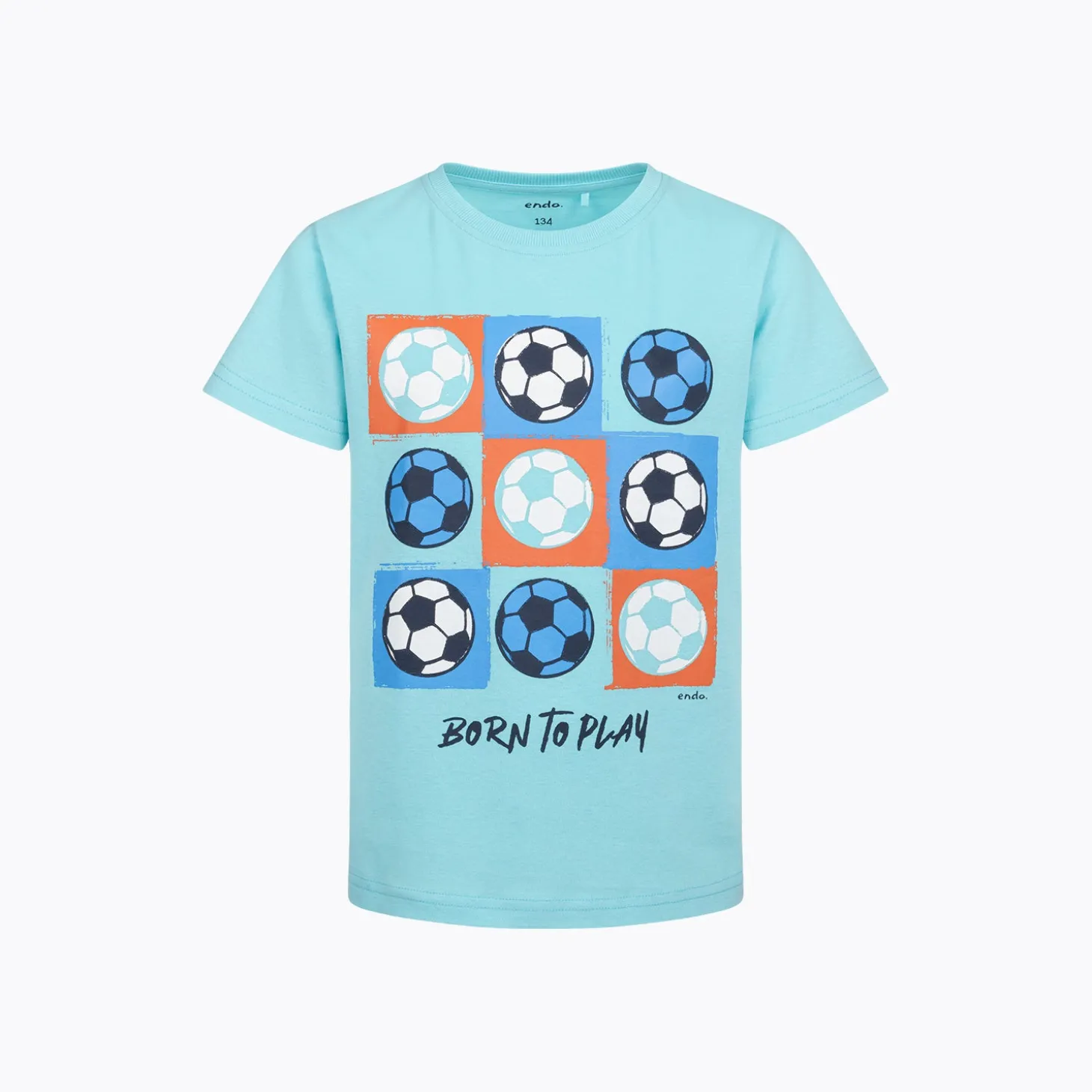 T-shirt z krótkim rękawem dla chłopca, z motywem piłkarskim, niebieski 9-13 lat