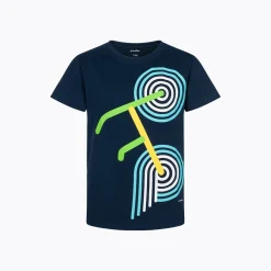 T-shirt z krótkim rękawem dla chłopca 9-13 lat, granatowy "rower"