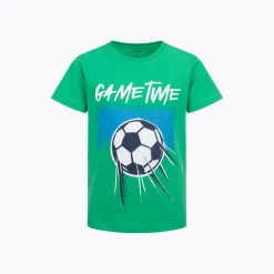 T-shirt z krótkim rękawem dla chłopca, z motywem piłkarskim, zielony 9-13 lat