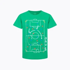 T-shirt z krótkim rękawem dla chłopca, z boiskiem do piłki nożnej, zielony 9-13 lat