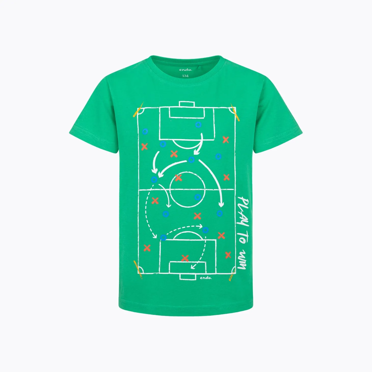 T-shirt z krótkim rękawem dla chłopca, z boiskiem do piłki nożnej, zielony 9-13 lat