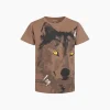 T-shirt z krótkim rękawem dla chłopca, z wilkiem, brązowy 9-13 lat