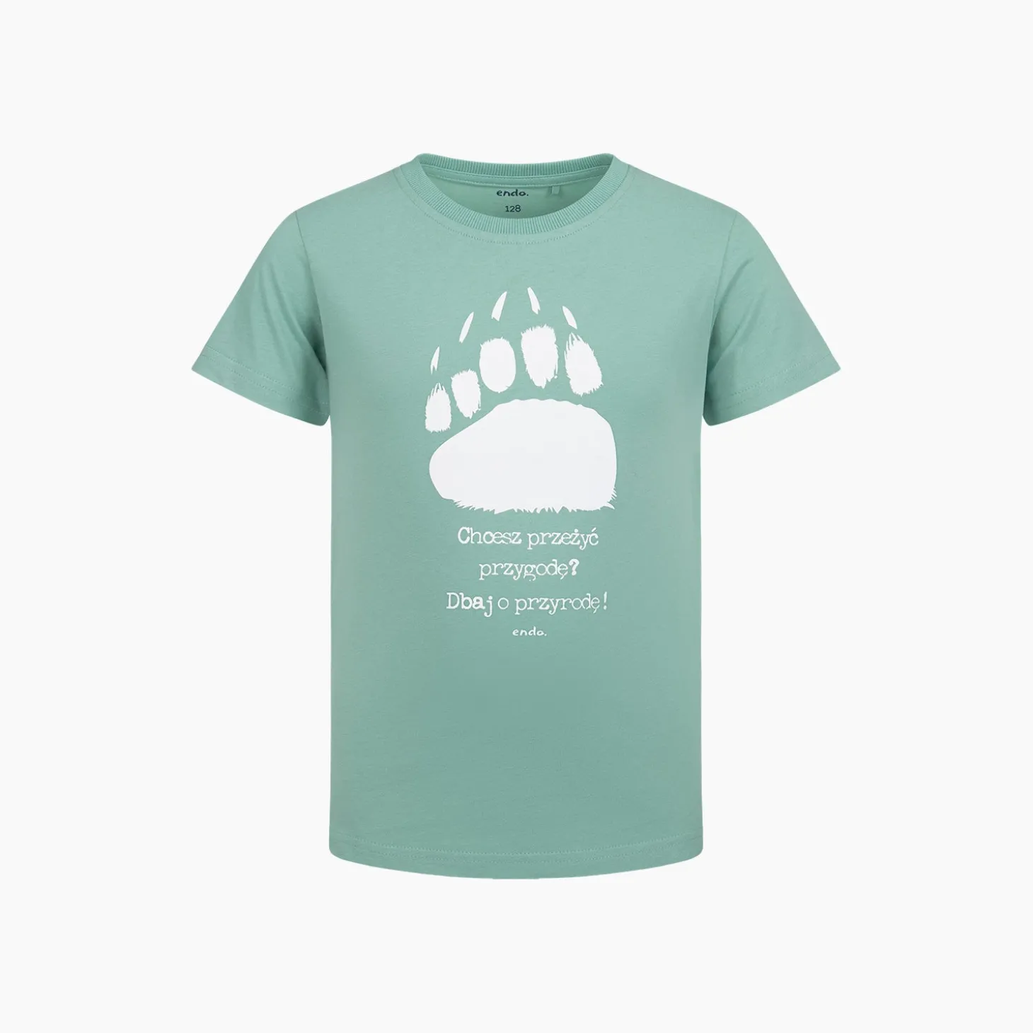 T-shirt z krótkim rękawem dla chłopca, z niedźwiedzią łapą, zielony 3-8 lat