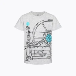 T-shirt z krótkim rękawem dla chłopca 9-13 lat, jasnoszary "kołowrotek"