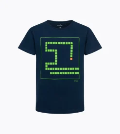 T-shirt z krótkim rękawem dla chłopca 9-13 lat, granatowy "snake"