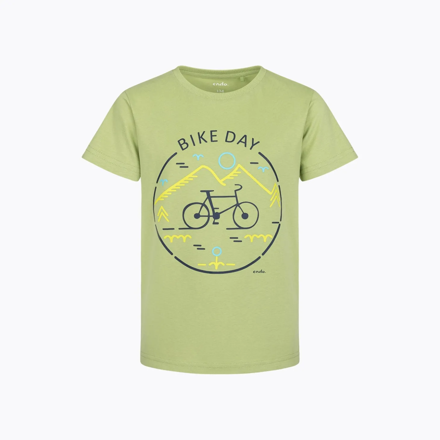 T-shirt z krótkim rękawem dla chłopca 9-13 lat, seledynowy "bike day"