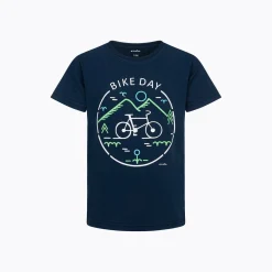 T-shirt z krótkim rękawem dla chłopca 9-13 lat, granatowy "bike day"