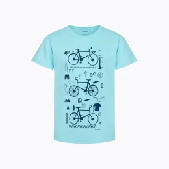 T-shirt z krótkim rękawem dla chłopca 9-13 lat, jasnoniebieski "rowery"