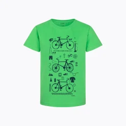 T-shirt z krótkim rękawem dla chłopca 9-13 lat, zielony "rowery"