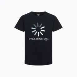 T-shirt z krótkim rękawem dla chłopca, z napisem "myślę", czarny 9-13 lat