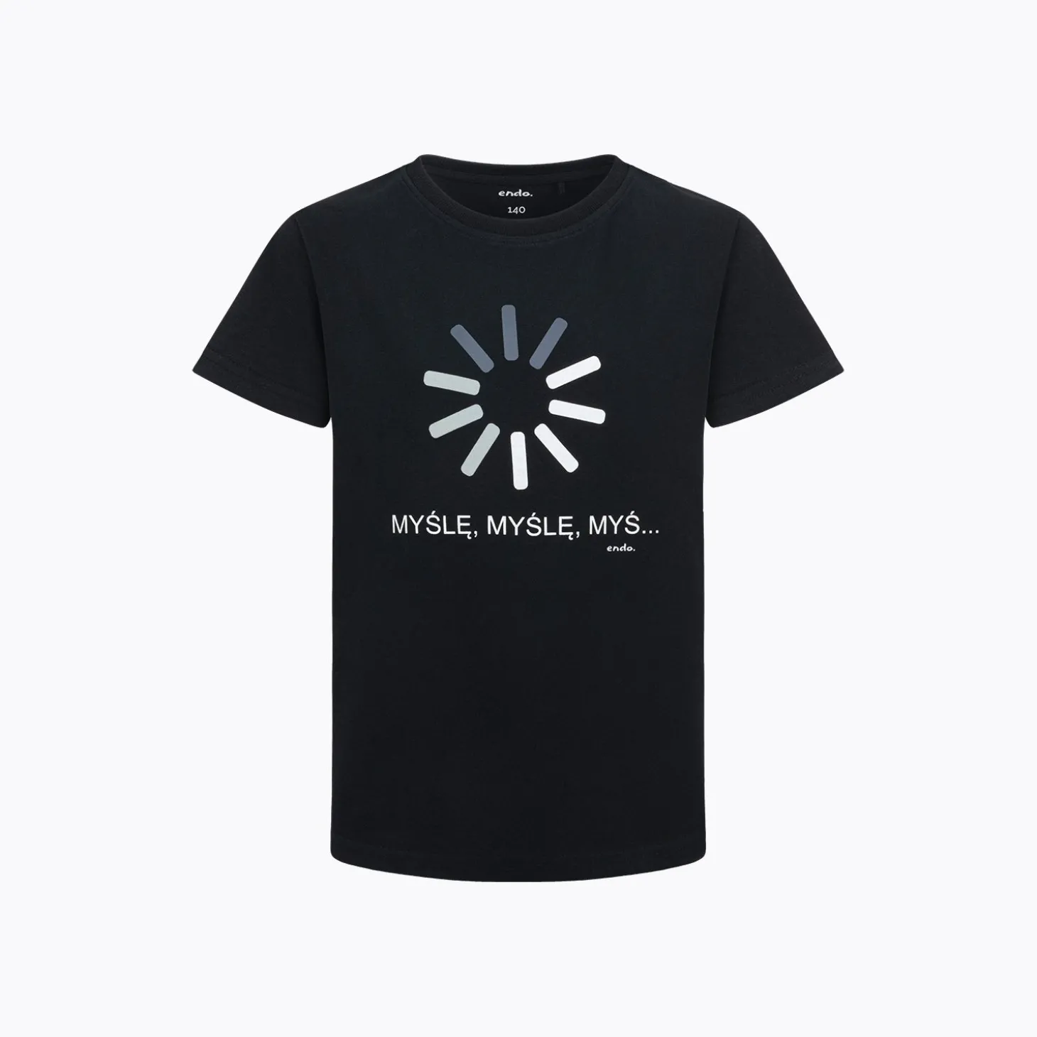 T-shirt z krótkim rękawem dla chłopca, z napisem "myślę", czarny 9-13 lat