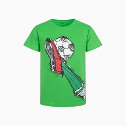 T-shirt z krótkim rękawem dla chłopca, z motywem piłkarskim, zielony 9-13 lat