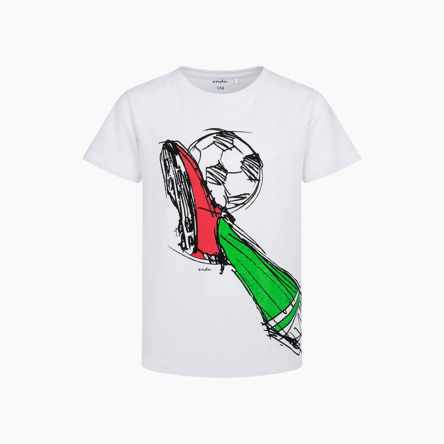 T-shirt z krótkim rękawem dla chłopca, z motywem piłkarskim, biały 9-13 lat
