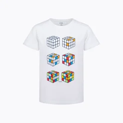 T-shirt z krótkim rękawem dla chłopca, z kostkami Rubika, biały 9-13 lat